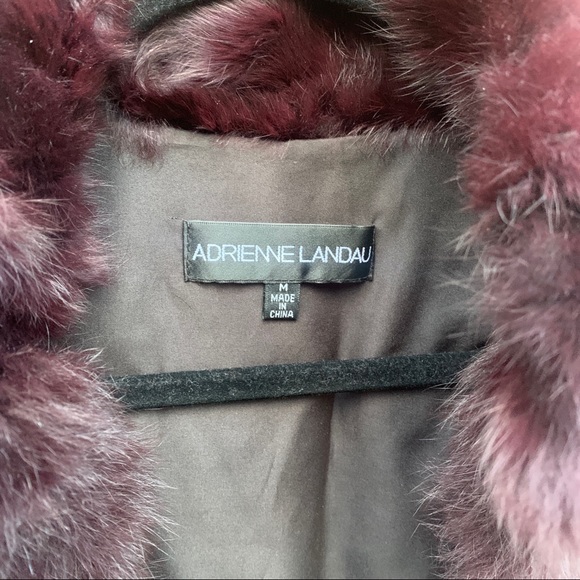 Adrienne Landau slim rabbit fur vest M Merlot - Picture 8 of 11